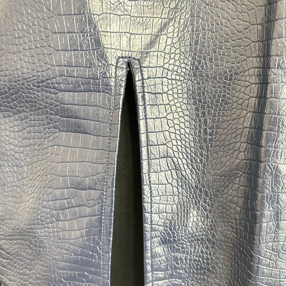 Topshop Dark Blue Faux Leather Croc Pencil Skirt Size 6 - Picture 6 of 7